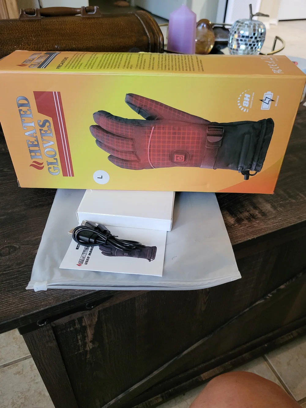 Heated Winter Gloves with Temperature Control - Black, Size L